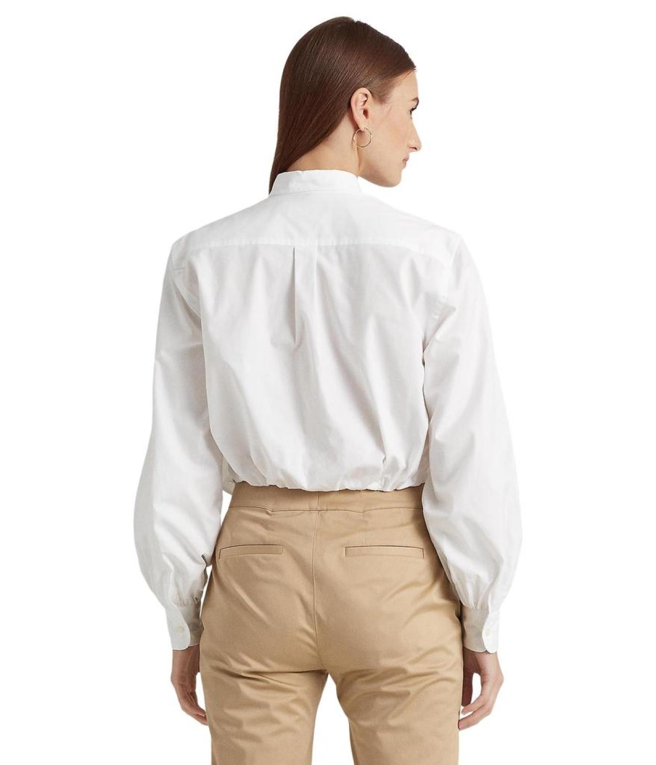 Twist-Front Broadcloth Cropped Shirt