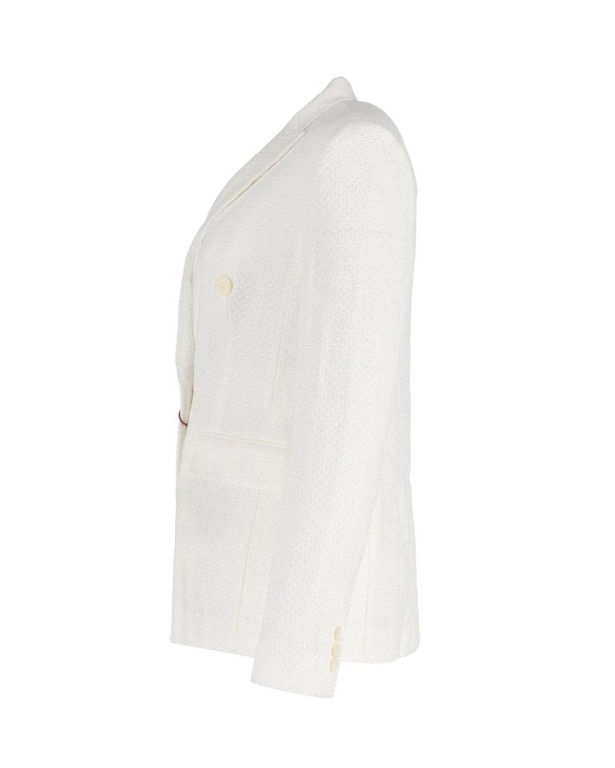 Max Mara Ritmo Double-Breasted Blazer in White Cotton