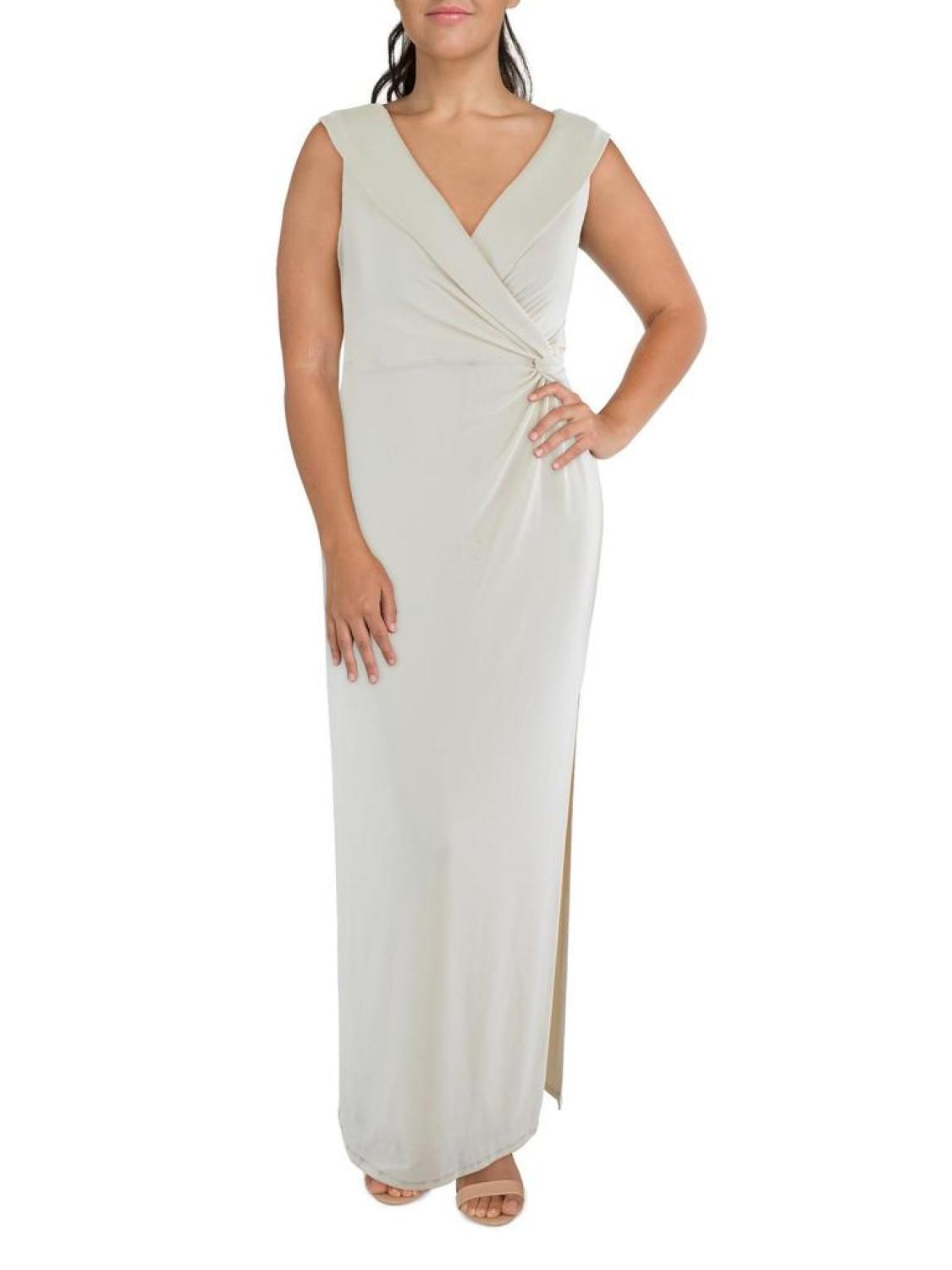 Womens Jersey Off-The-Shoulder Evening Dress