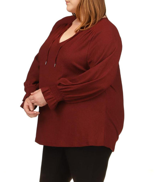 Plus Size Solid Raglan Peasant Tunic