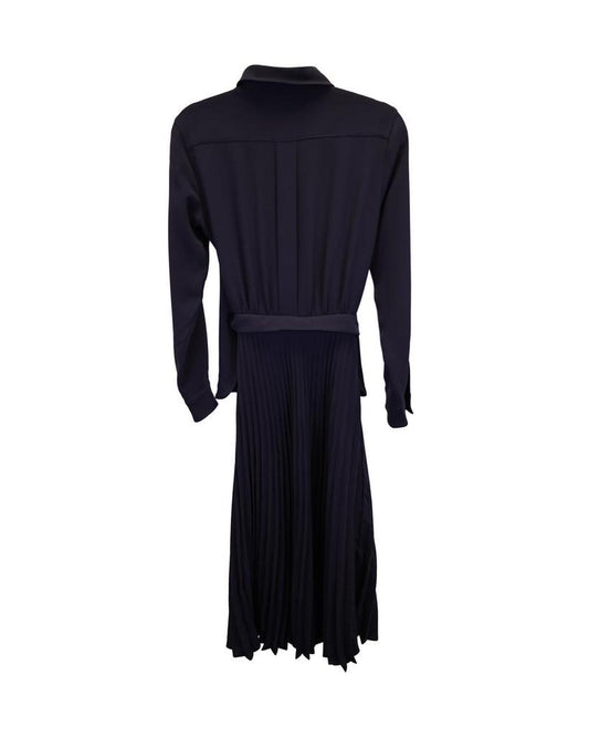 Max Mara Pleated Carmine Shirt Dress in Navy Blue Triacetate