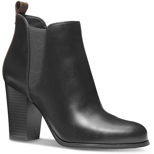 Evaline Heeled Bootie Womens Faux Leather Almond Toe Booties