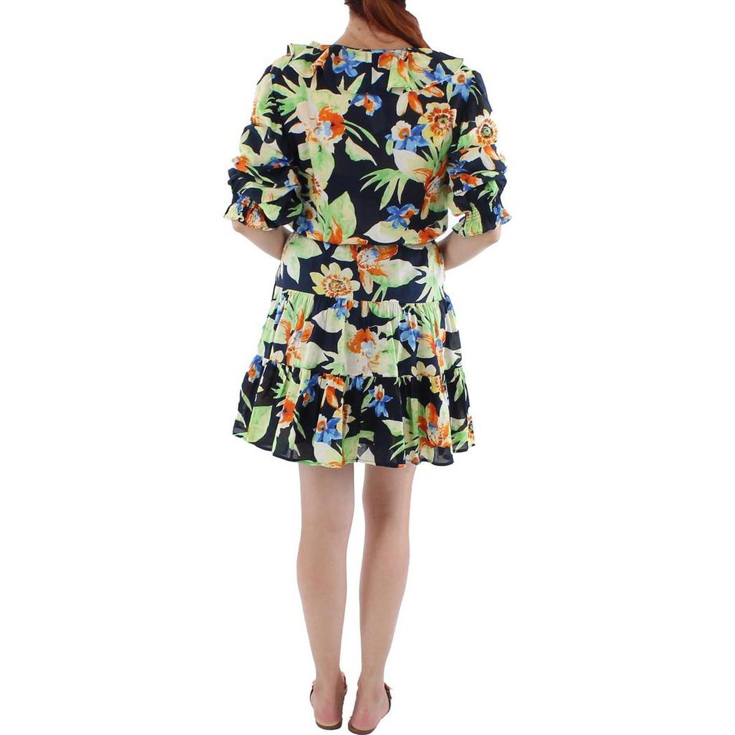 Womens Floral Knee Midi Dress