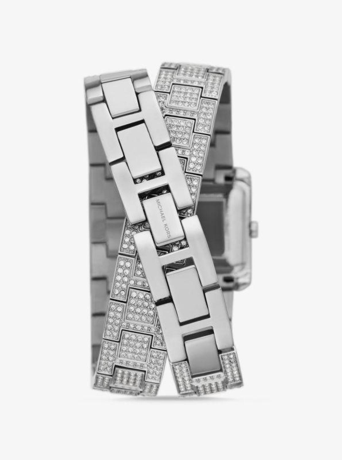 Petite Emery Pavé Silver-Tone Double Wrap Watch