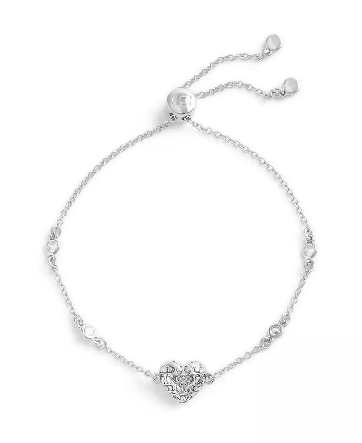 Cubic Zirconia Signature Quilted Heart Slider Bracelet