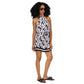 Women's Printed Twist-Neck Short Halter Dress