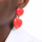 Enamel Graduated Double Heart Drop Earrings