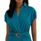 Stretch-Cotton Blend Surplice Dress