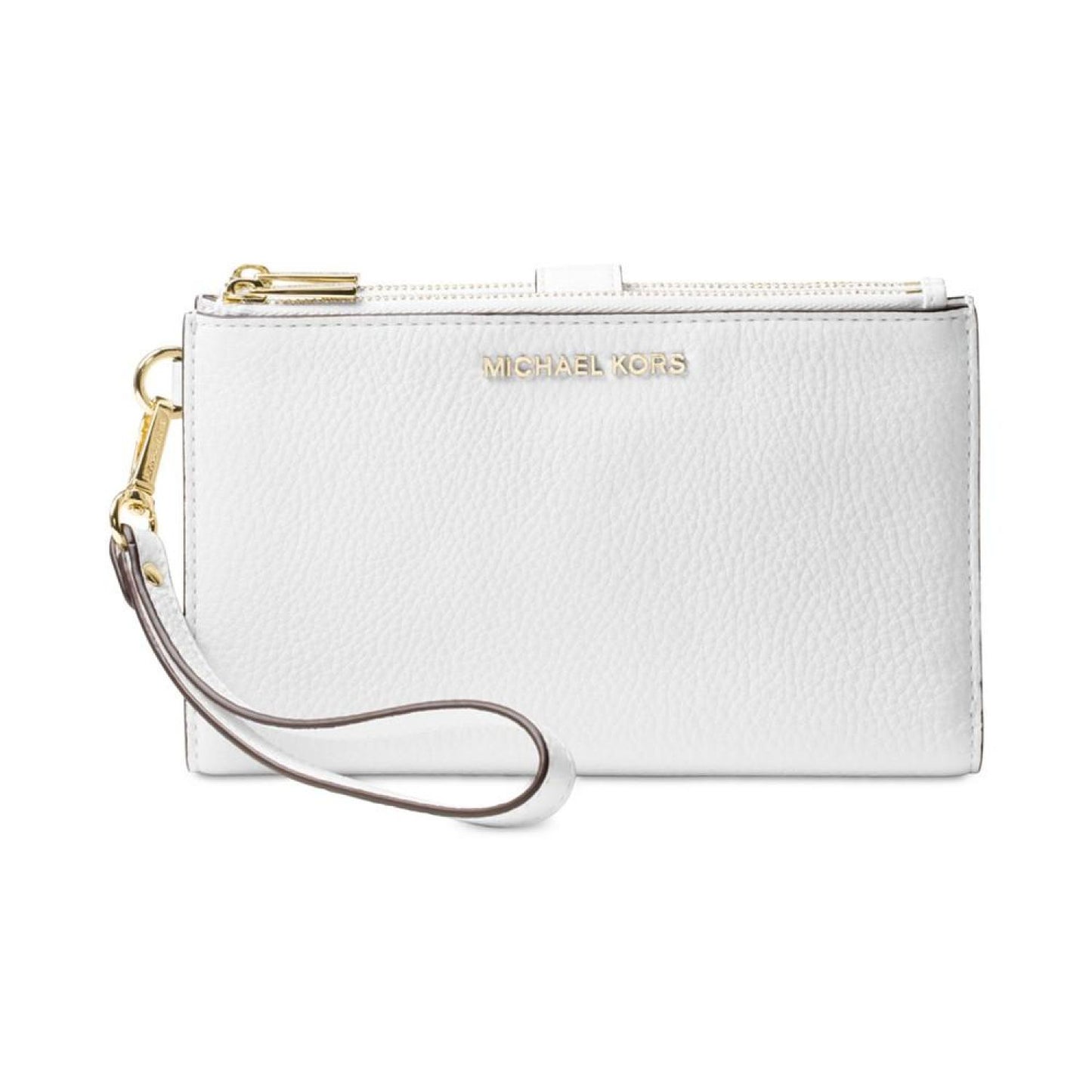 Adele Double-Zip Pebble Leather Phone Wristlet