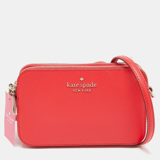 Kate Spade Red Leather Small Zip Stacy Crossbody Bag