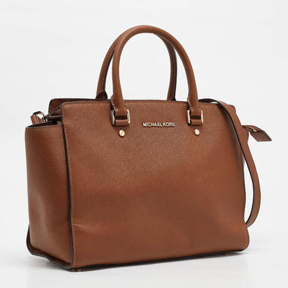 Michael Kors Brown Leather Medium Selma Satchel