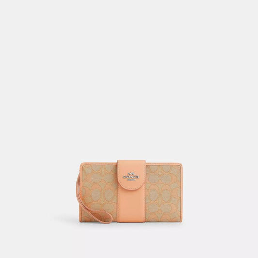 Coach Outlet Phone Wallet In Signature Jacquard