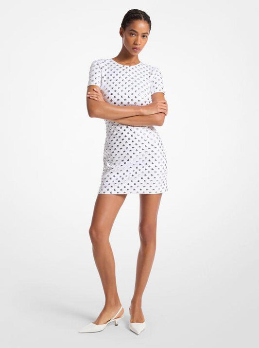 Embellished Polka Dot Scuba Dress