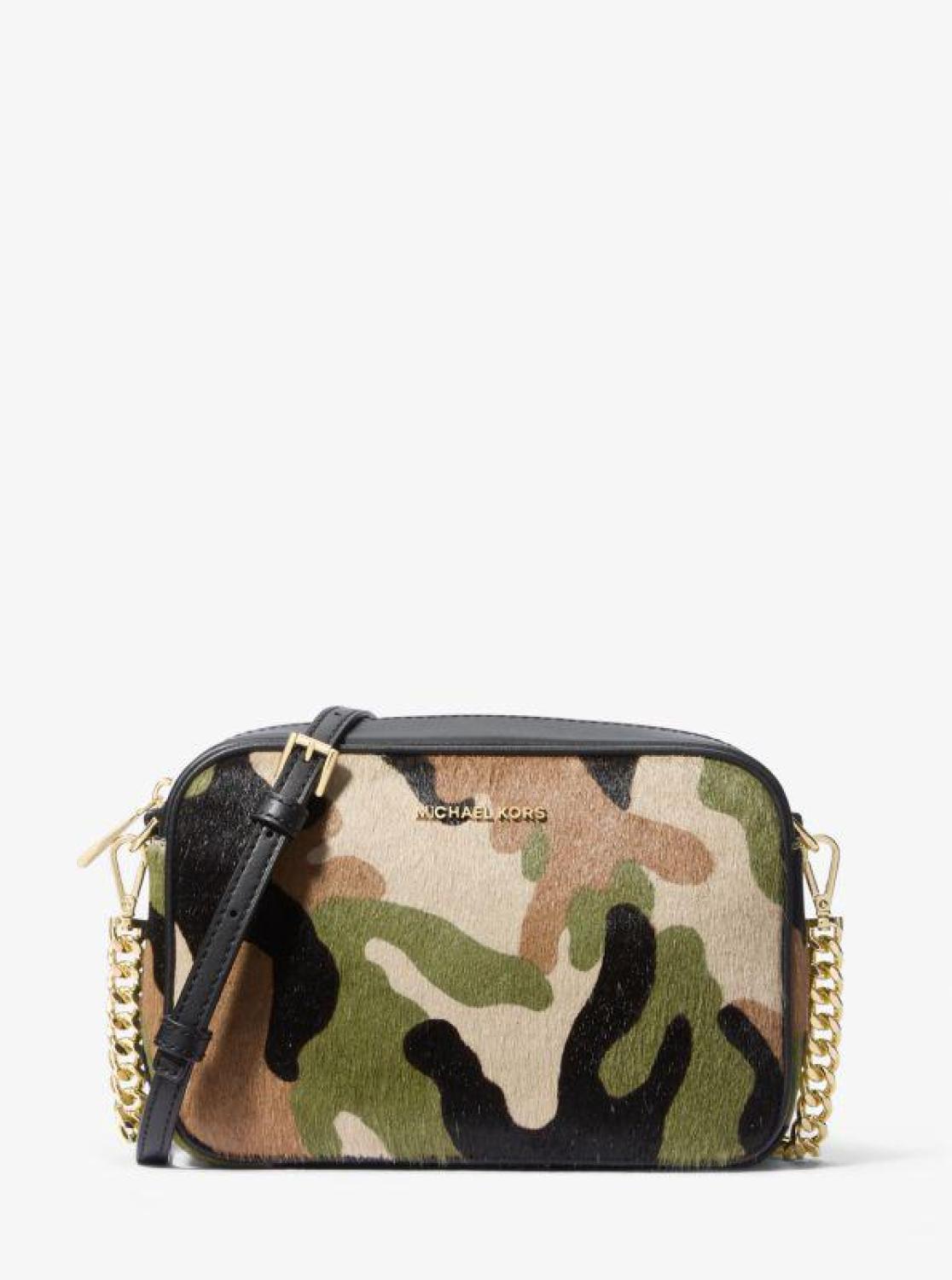 Jet Set Medium Camouflage Print Calf Hair Crossbody Bag