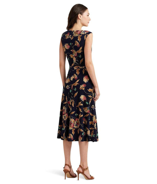 Floral Twist-Front Stretch Jersey Dress