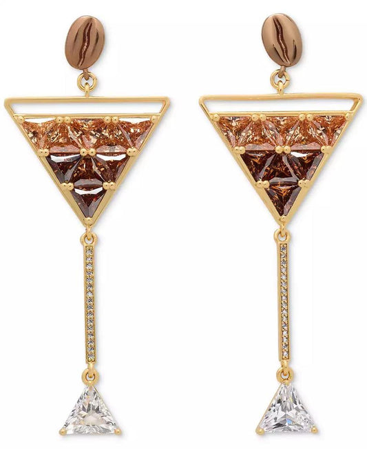 Gold-Tone Cubic Zirconia Martini Statement Earrings