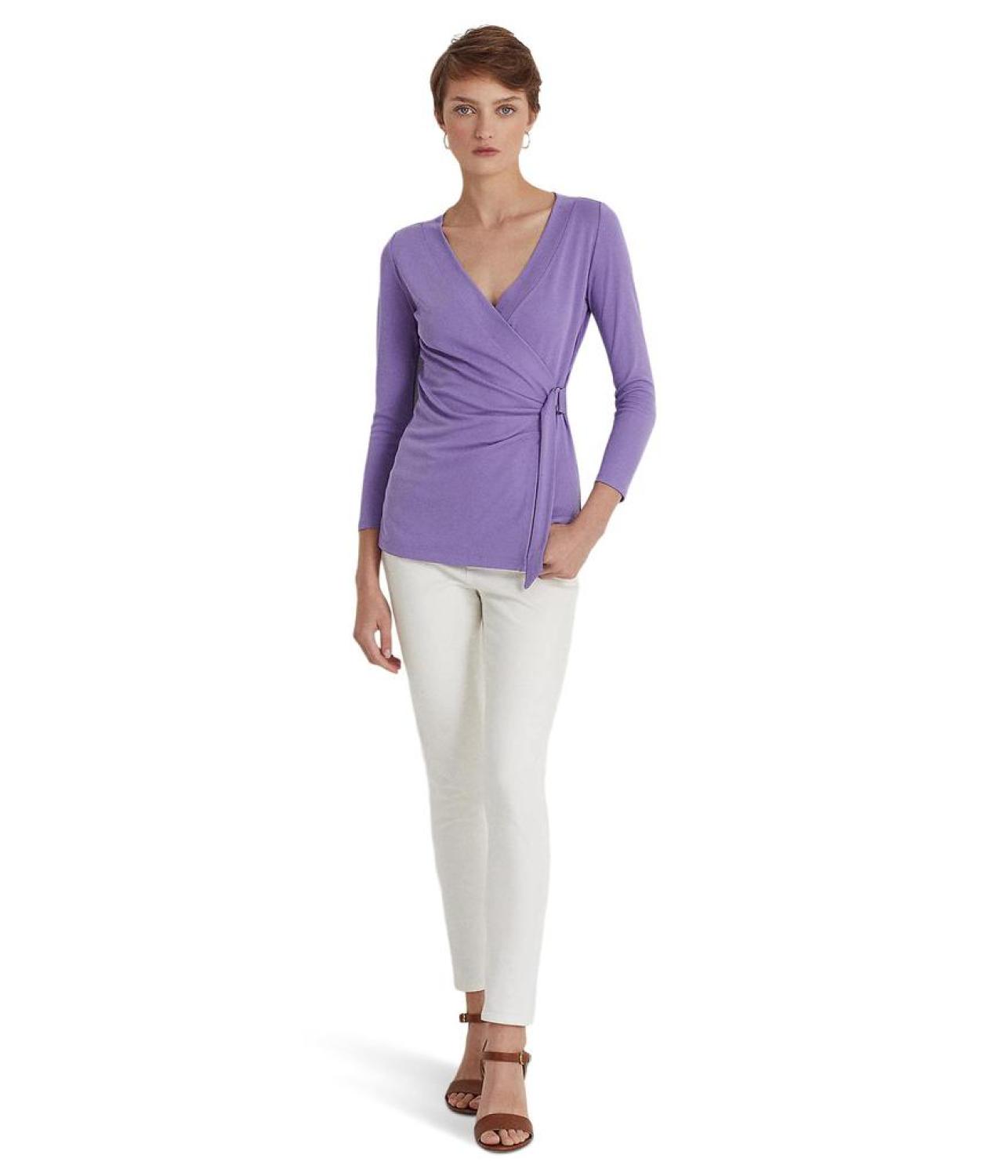 Stretch Jersey Surplice Top