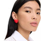 Red Enamel Logo Heart You Statement Stud Earrings