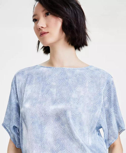 Women's Petal-Print Dolman-Sleeve Top