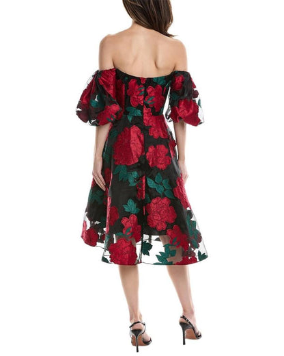 Marchesa Notte Off-The-Shoulder Cocktail Dress