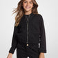 Embellished Stretch Knit Zip-Up Jacket