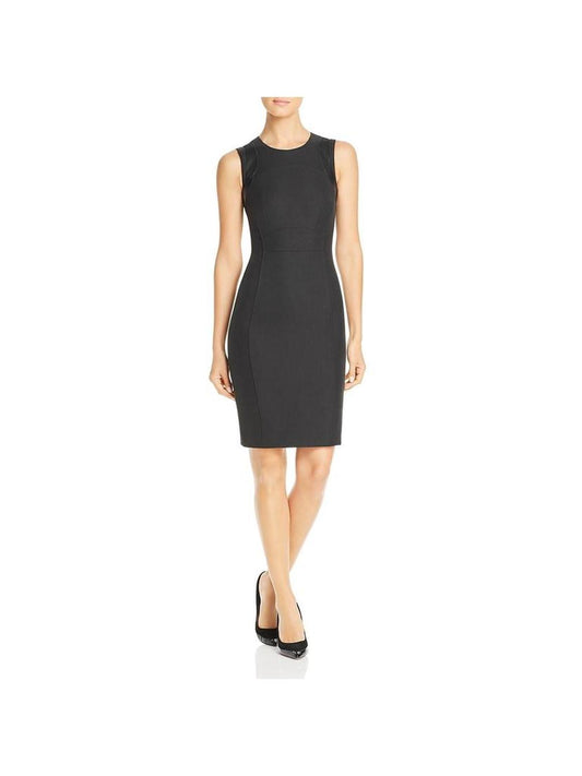 Tileta Womens Faux Leather Trim Knee-Length Sheath Dress