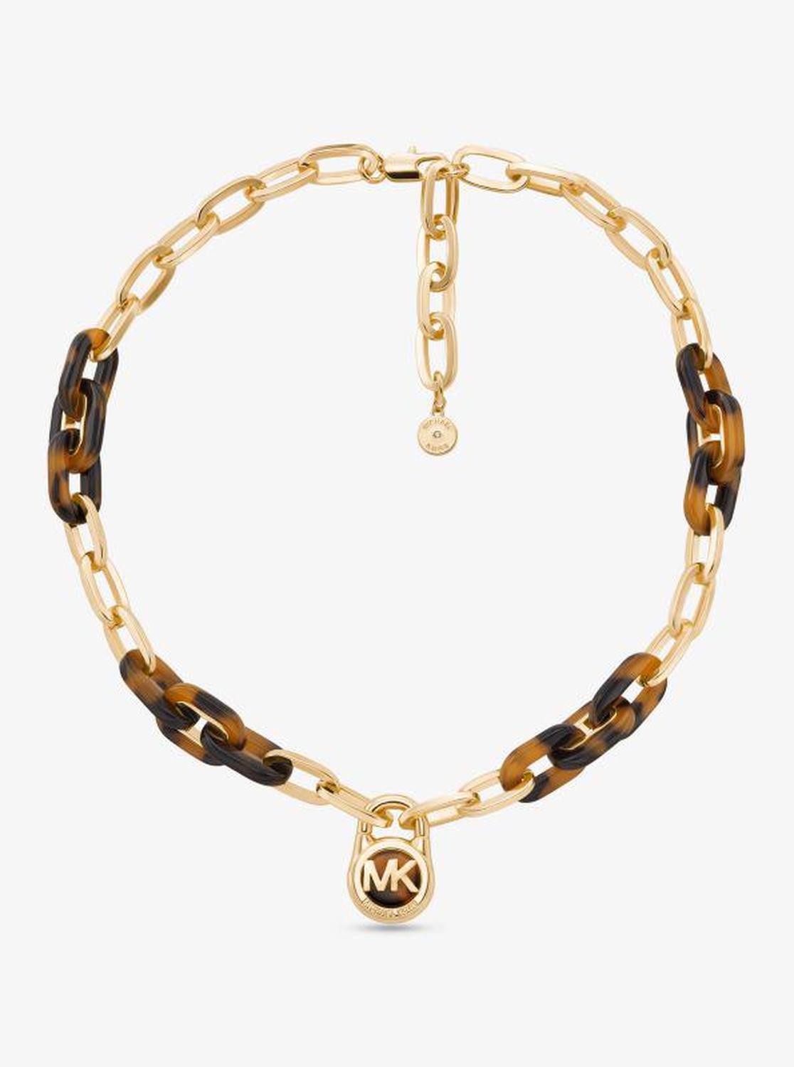 Hamilton Tortoiseshell Lock Chain Brass and Tortoiseshell Acetate Necklace