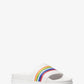 Tyra Rainbow Stripe Embossed Leather Slide Sandal