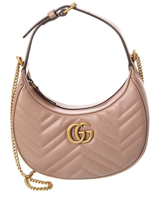 Gucci GG Marmont Half Moon Shaped Mini Leather Crossbody