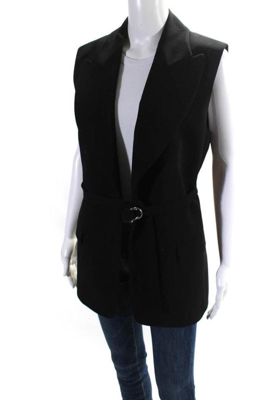 Michael Kors Collection Womens Peak Lapel Wrap Vest Black Wool