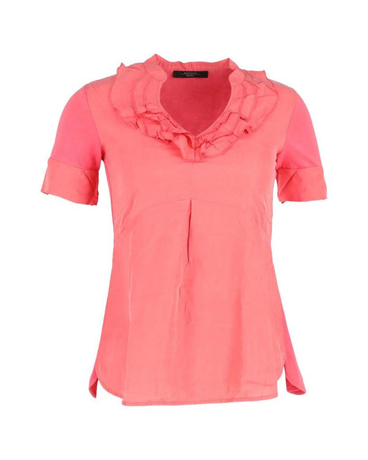 Max Mara Ruffled Blouse in Pink Silk