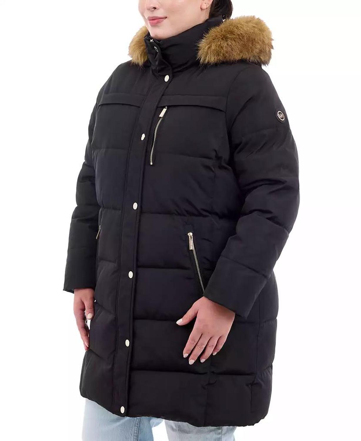 Plus Size Faux-Fur-Trim Hooded Puffer Coat, Created for Macy's