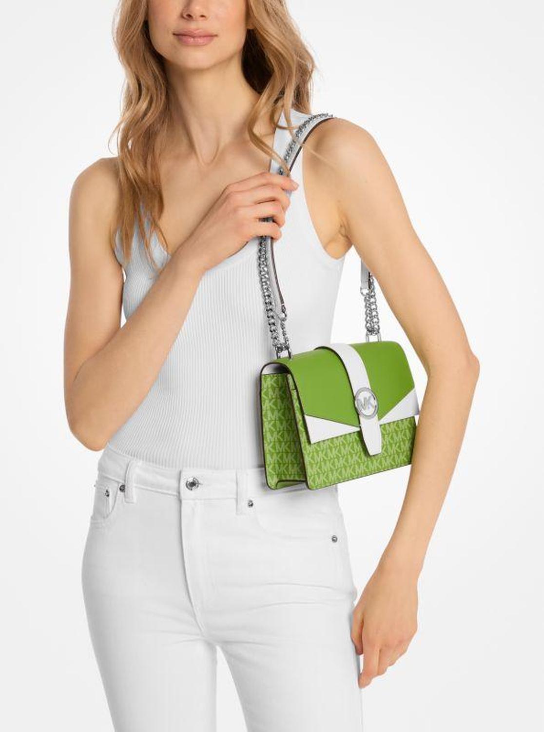 Greenwich Small Color-Block Signature Logo Crossbody Bag