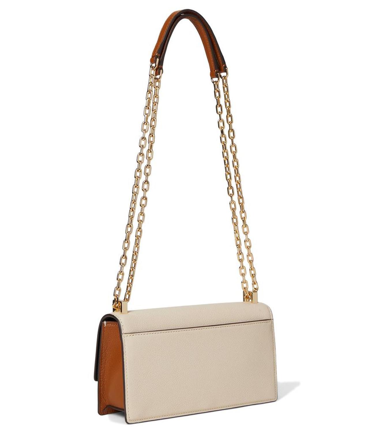 Tribeca Colorblocked Pebbled Leather Mini Flap Chain Crossbody