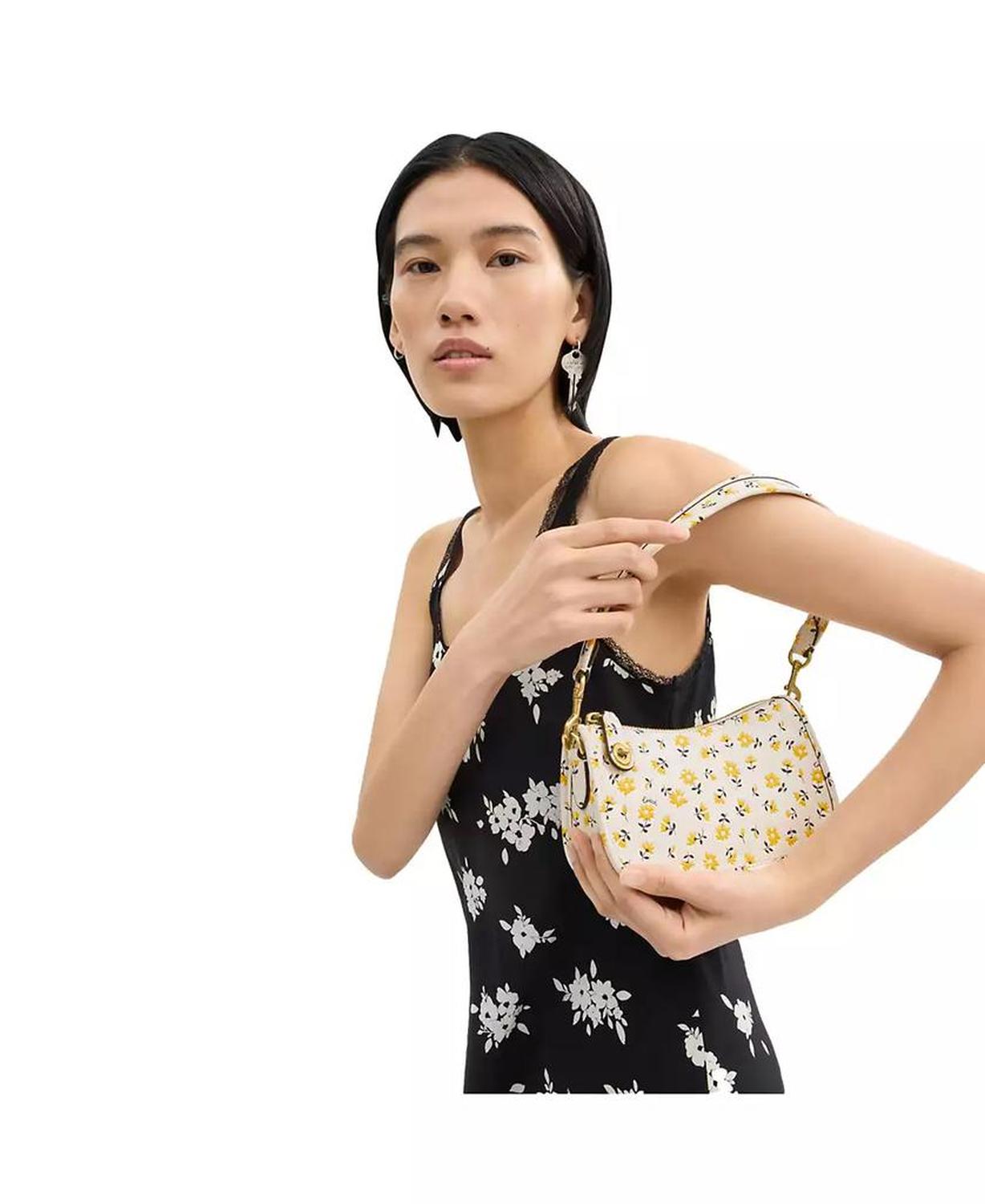 Swinger 20 Floral Print Leather Bag