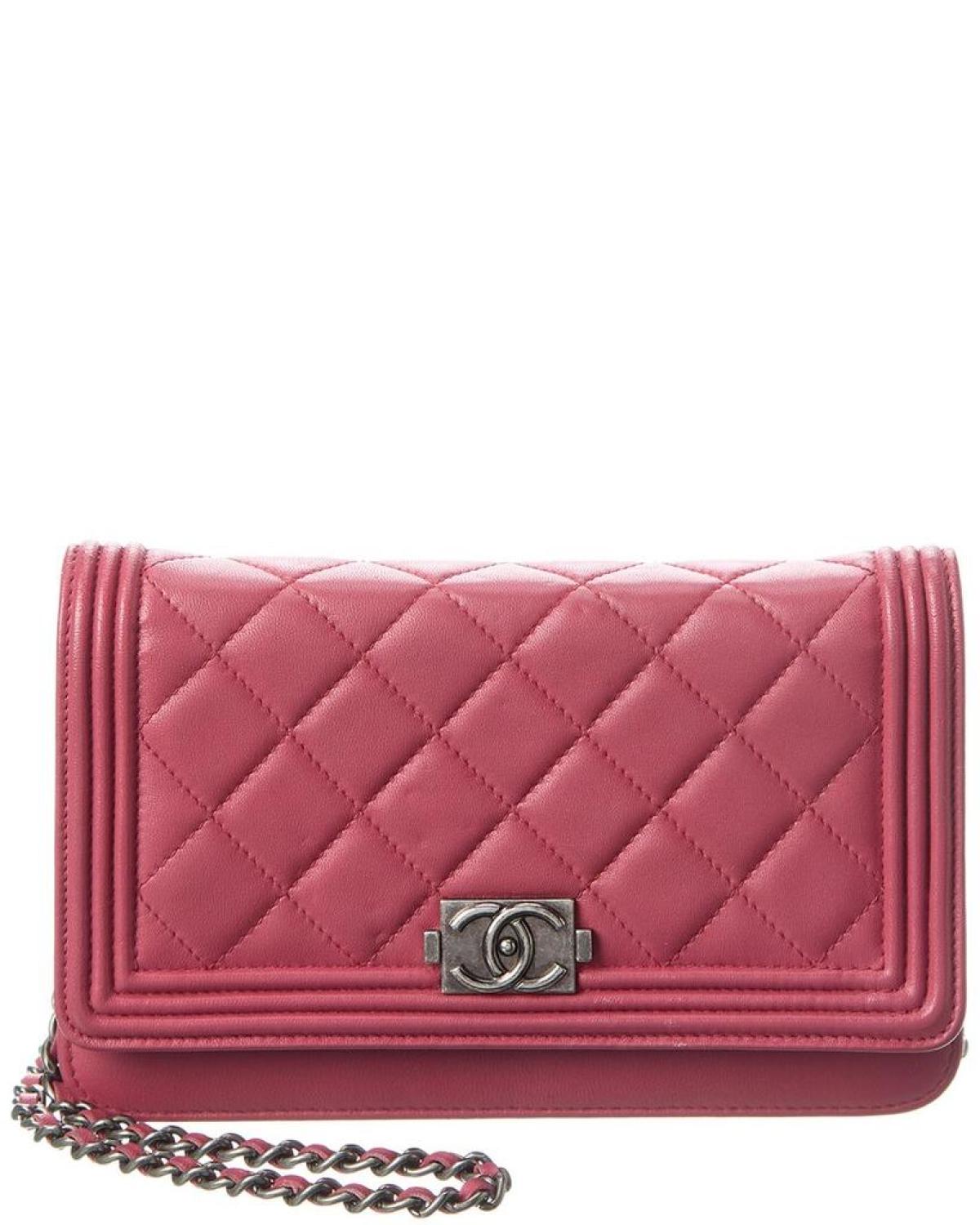 Chanel Pink Quilted Lambskin Leather Small Boy Cro