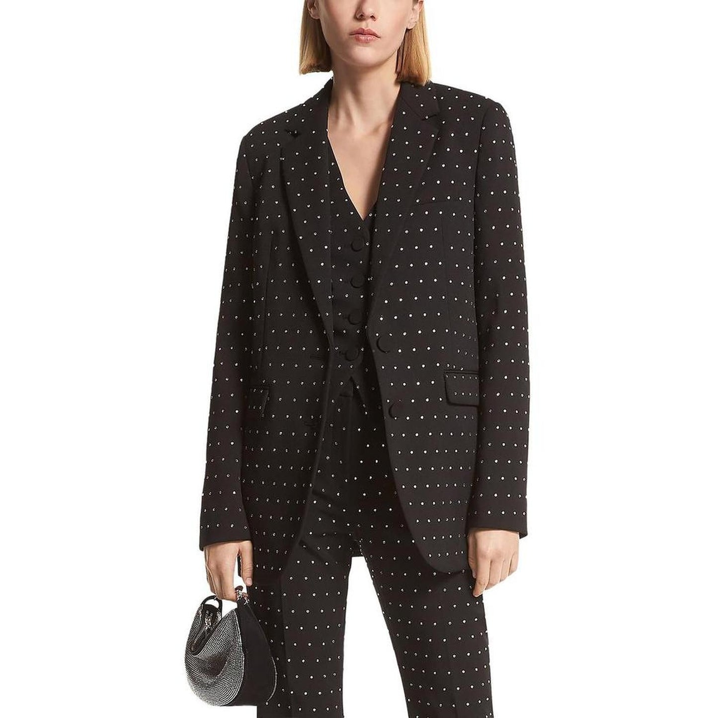 Womens Embellished Pocket Two-Button Blazer