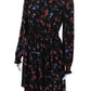 Kate Spade New York Womens Floral V-Neck Smock Waist Long Dress Black