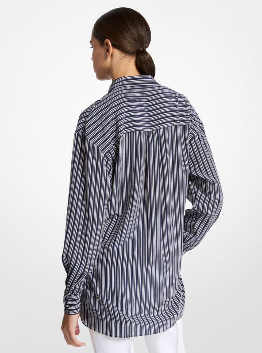 Striped Crepe De Chine Tie-Front Shirt