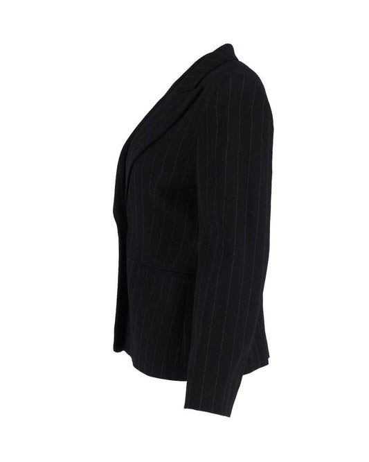 Max Mara Pianoforte Striped Blazer in Black Polyester