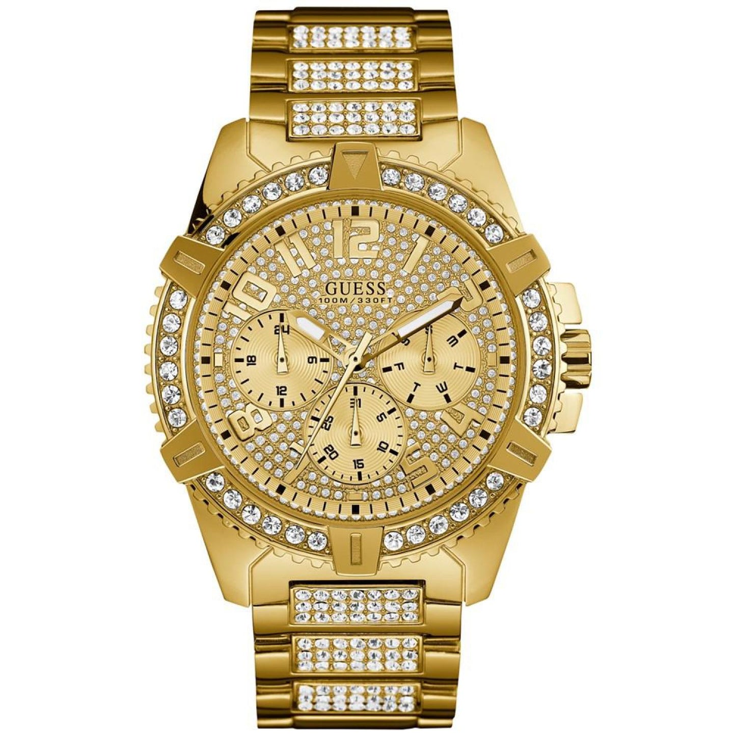 Men's Crystal Gold-Tone Stainless Steel Bracelet Watch 46mm