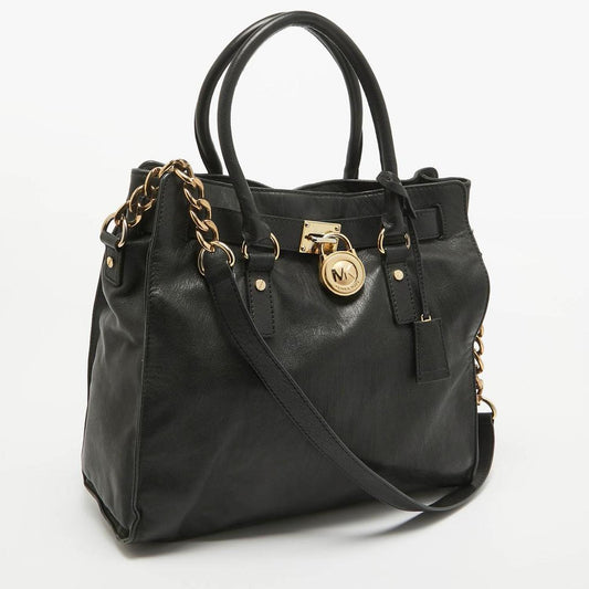 Michael Kors Black Leather Large Hamilton North South Tote