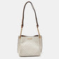 Michael Kors White/brown Signature Coated Canvas And Leather Small Teagen Bag