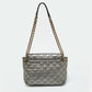 Metallic Quilted Leather Pushlock Flap Shoulder Bag