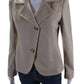 Max Mara Womens Three Button Notched Lapel Blazer Jacket Brown Camel