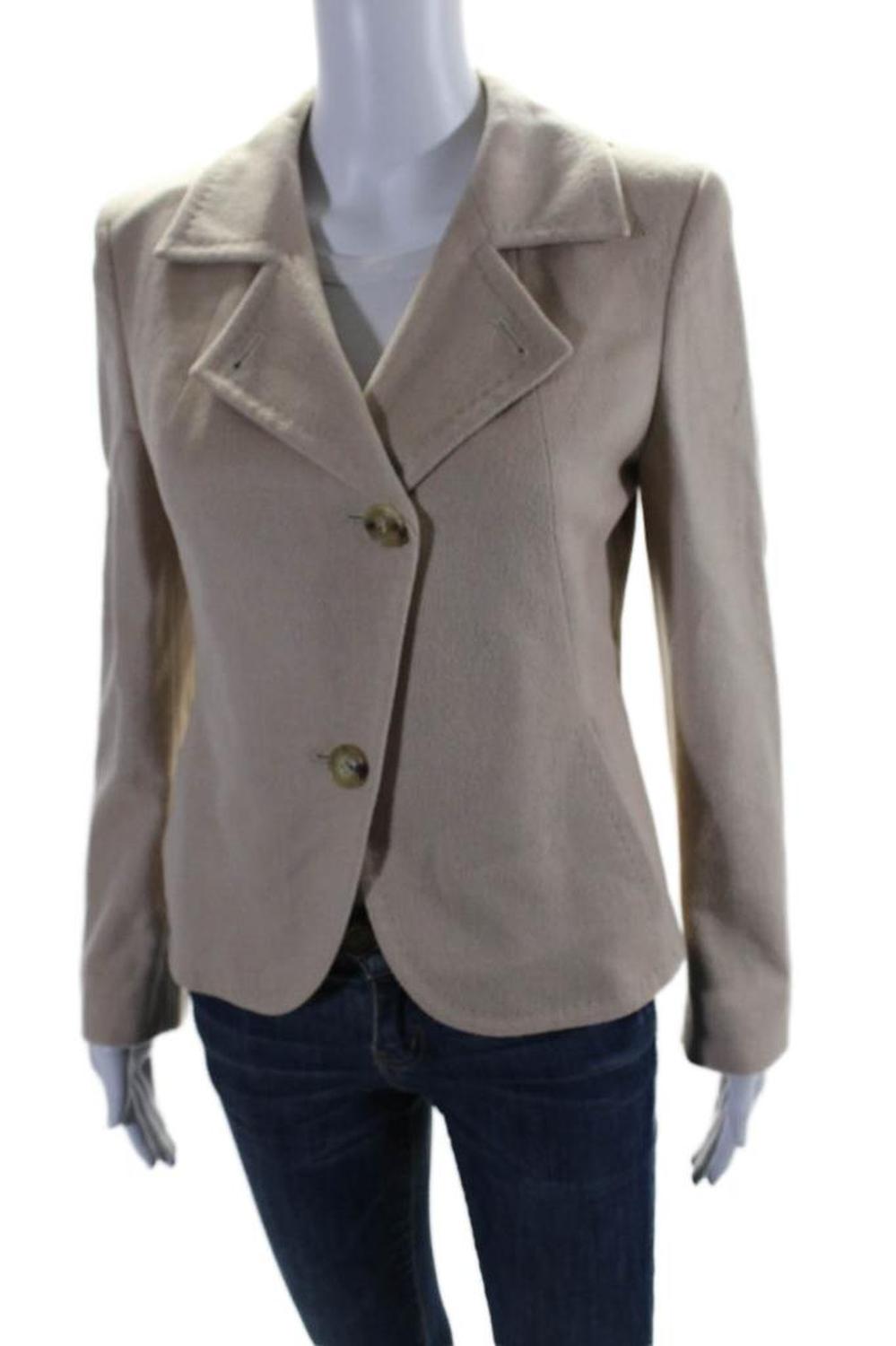 Max Mara Womens Three Button Notched Lapel Blazer Jacket Brown Camel