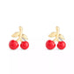 Red Enamel Vintage Charms Cherry Stud Earrings