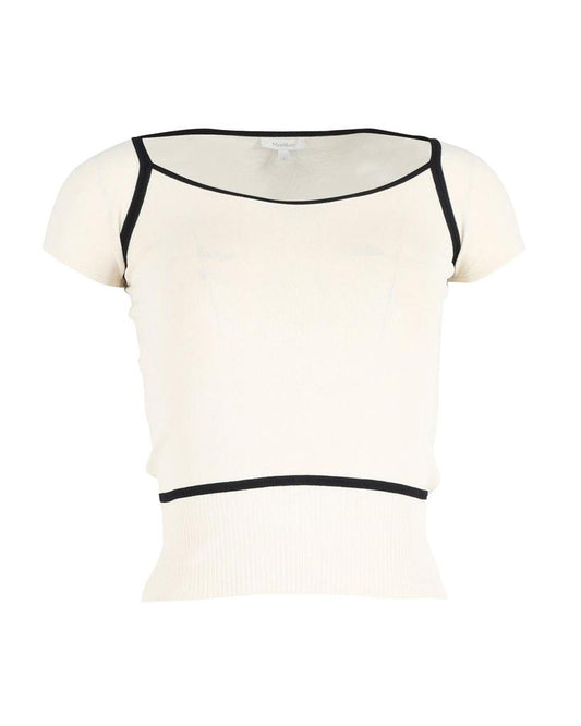 Max Mara Contrast Detail Top in Cream Cotton