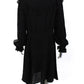 Michael Kors Collection Womens Collar Long Sleeve Button Up Dress Black