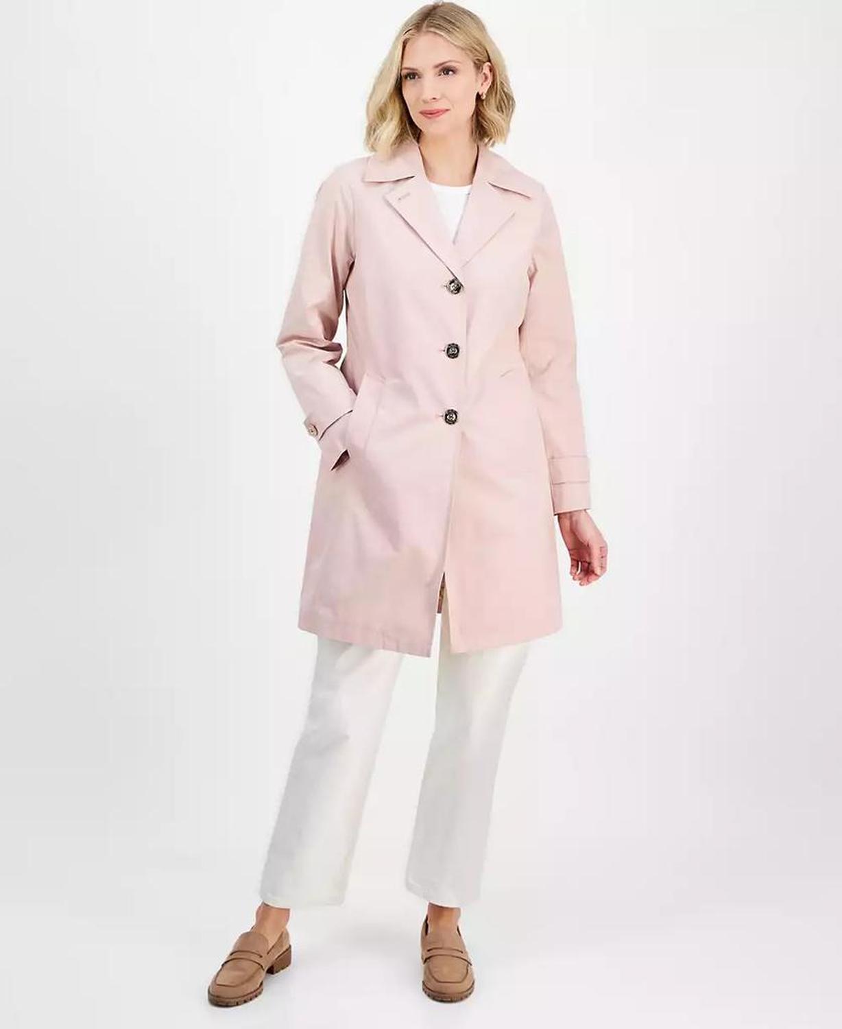 Petite Single-Breasted Reefer Trench Coat